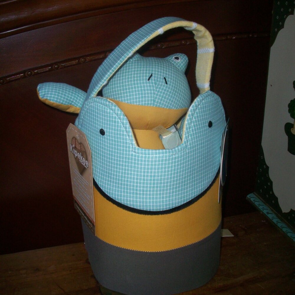 Frog Easter Basket 4pc Dandee  Kipekee 13" Plush Basket, Plush, Rattle & Bib
